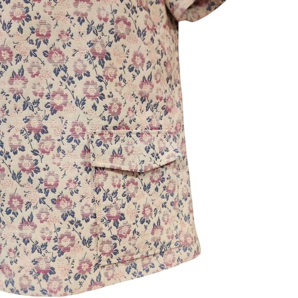 Brooks Brothers Red Fleece Pink Floral Frock Top With Pockets Sz 0 - Picture 2 of 4